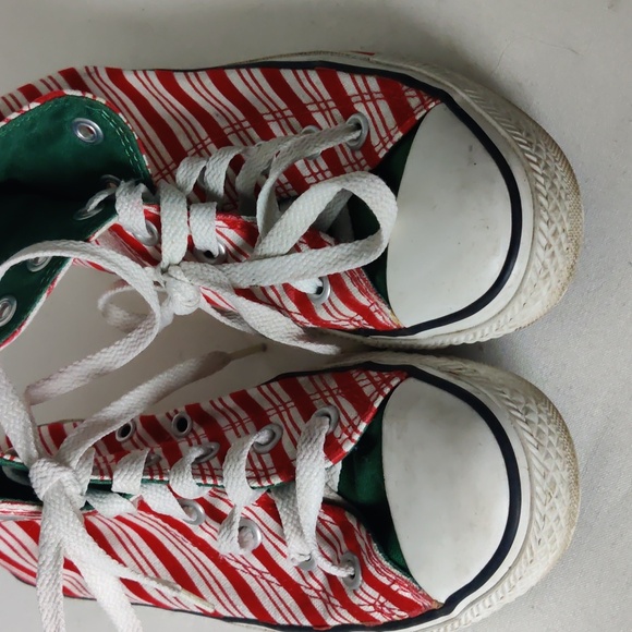 CONVERSE CANDY CANE STRIPE HI TOP TENNIS SHOES - Picture 6 of 10